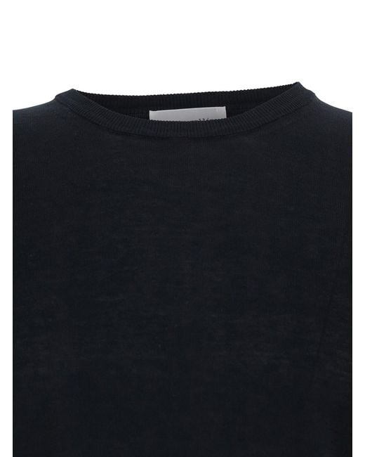 Roberto Collina Black T-Shirt With Crew Neck And Ribbed Cotton Finishe for men