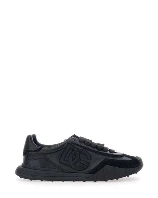 Dolce & Gabbana Black 'Athletic' Low Top Sneakers With Logo Patch On T for men