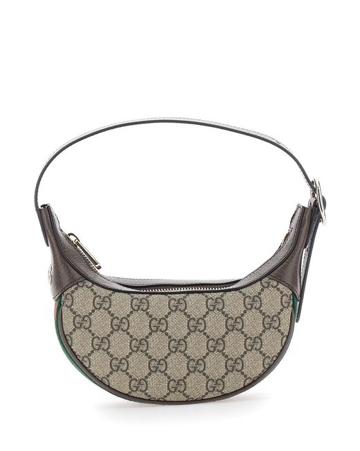 Gucci Gray 'Ophidia Mini Tote Bag With Gg All-Over Motif And Web St