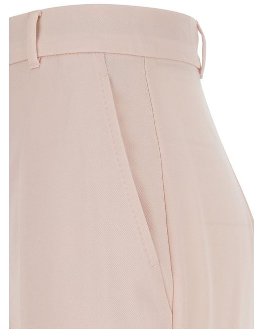 Max Mara White Pants With Belt Loops And Front Pleats