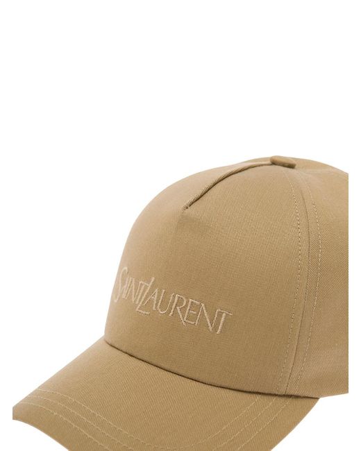 Saint Laurent Natural Baseball Cap With Logo Lettering Embroidery for men