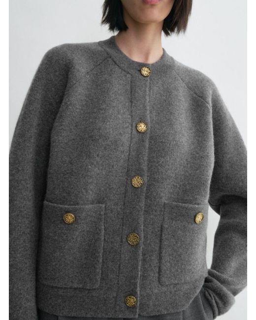 Totême  Black Hammered Button Cardigan