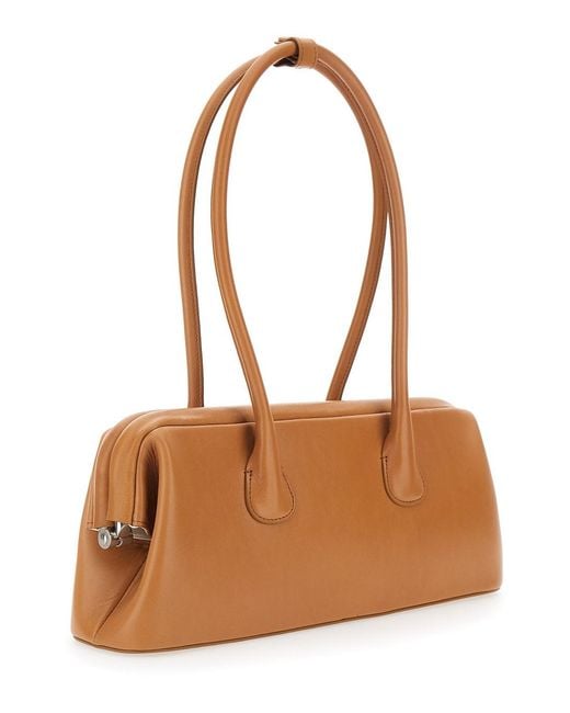 OSOI Brown 'Boat Wide Mini' Shoulder Bag With Round Handles And Logo L