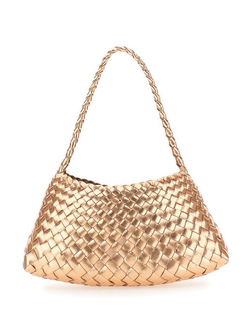 Dragon Diffusion Metallic 'Rossana' Shoulder Bag With Flared And Woven De
