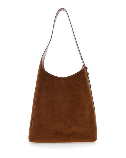Tory Burch Brown Shoulder Bag 'Romy' With Adjustable Suede Strap