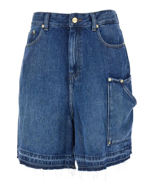 Ganni Blue Denim Shorts With Vintage Effect