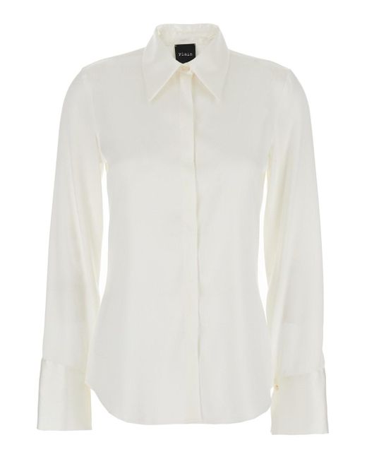 Camicia Con Colletto A Punta E Chiusura Nascosta Con Bottoni In di Plain in White