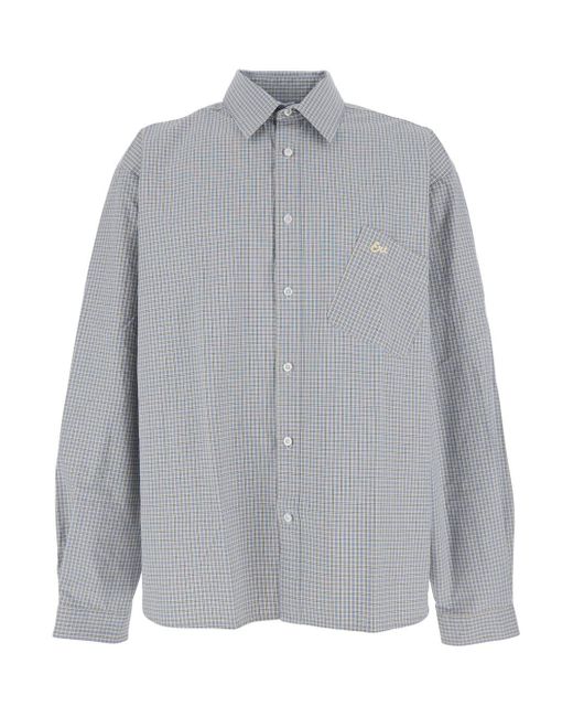 Camicia Con Ricamo Logo Sul Fronte E Motivo Check All-Over di ERL in Gray da Uomo