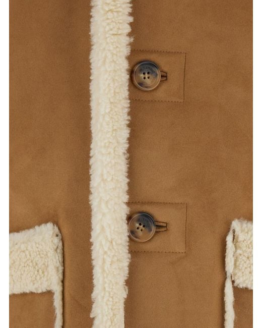 DUNST Brown Reversible Shearling Jacket With Classic Collar And Two Fr for men