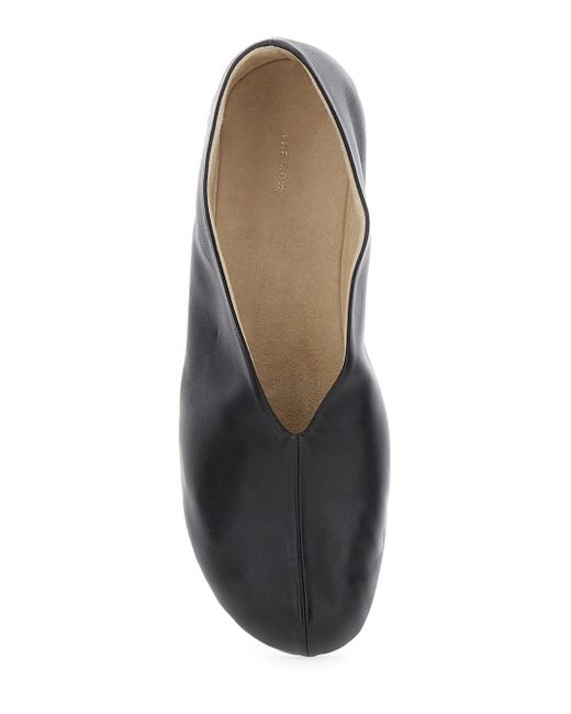 The Row Black 'Stella' Ballet Shoes With Slip-On Style And Almond Toe