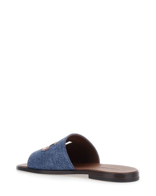 Dolce & Gabbana White Sandals With Cut-Out Logo And Denim Strap for men