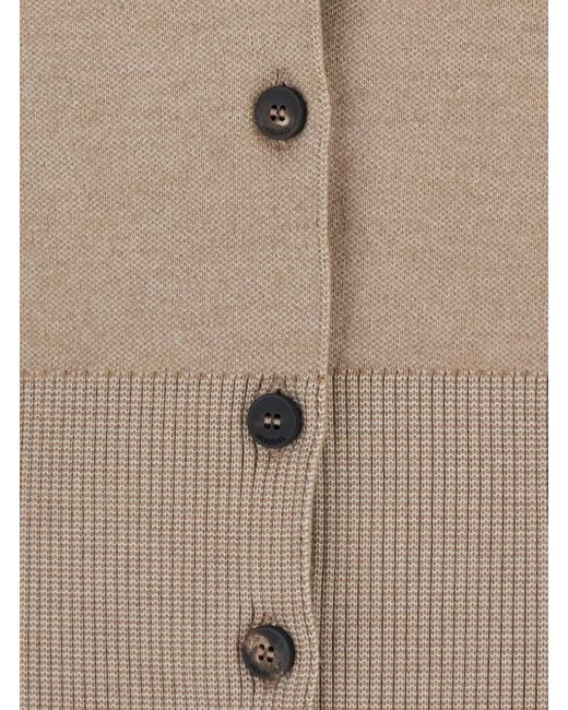 Jacquemus Natural 'Le Gilet Doppio' Cardigan With Round Neck And Ribbed Trims