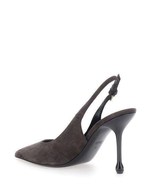 Le Plain White Pumps With Pointed Design And Adjustable Strap