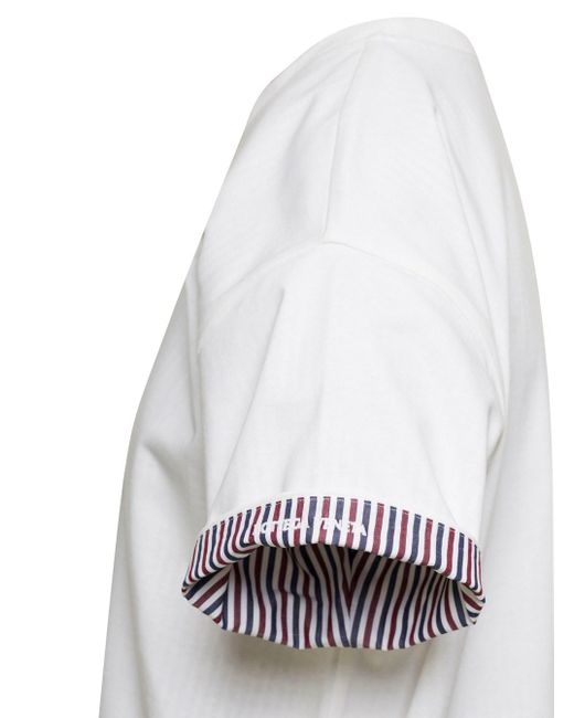Bottega Veneta White T-Shirt With Striped Lining