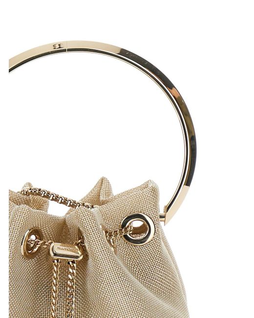 Jimmy Choo Natural 'Bon Bon' Mini-Tone Handbag With Metal Bracelet Handle