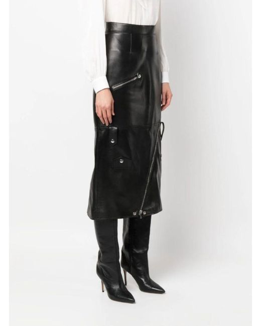 McQueen Black Long Skirt With Zip Embellishment