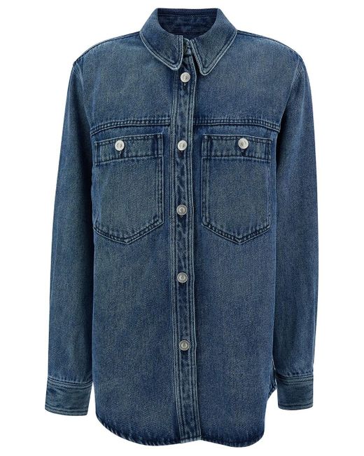 Isabel Marant Blue Shirt With Patch Pockets And Buttons