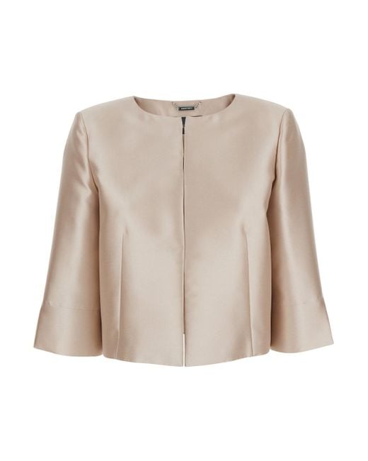 Giacca Crop Con Scollo Rotondo E Maniche A Tre Quarti di Alberta Ferretti in Natural