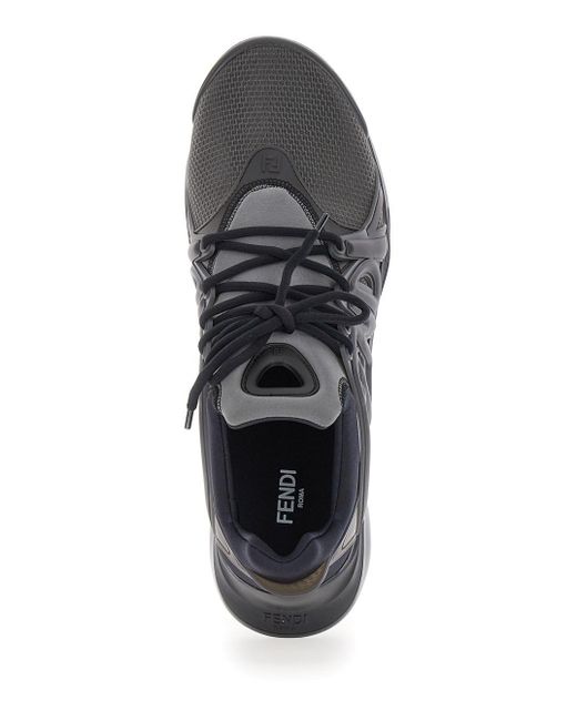 Fendi Black ' Tag' Sneakers With Logo for men