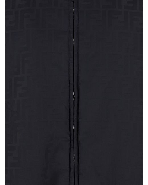 Fendi Blue Jacket With High Neck And All-Over Ff Motif for men