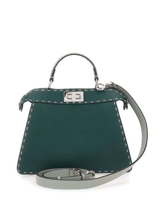 Fendi Green 'Peekaboo Iseeu Small' Handbag With Shoulder Strap