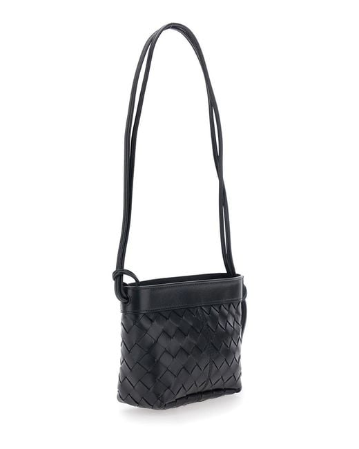 Bottega Veneta Black “Flip Flap Small” Mini Bag With Intreccio Design