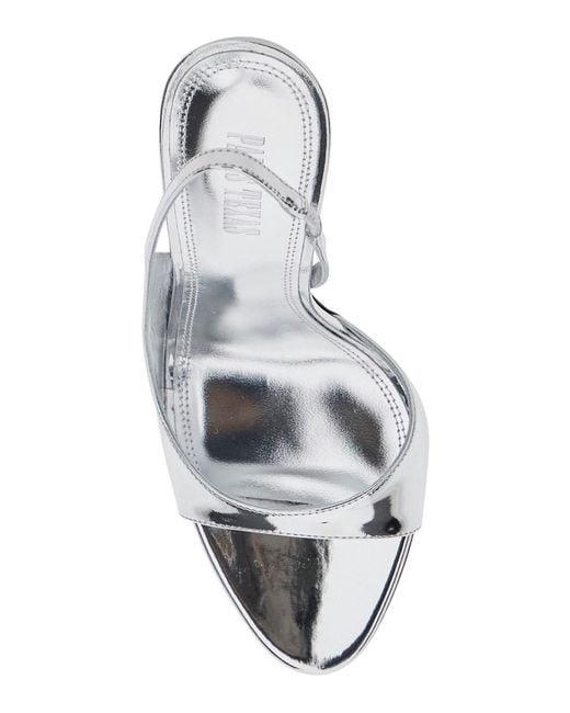 Paris Texas White Lidia Slingback Metallic Leather Heels For