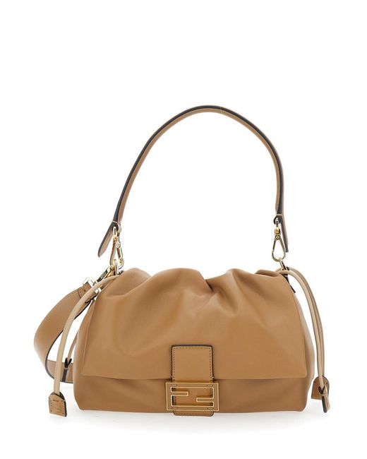 Fendi Metallic 'Mamma Baguette Medium' Shoulder Bag With Ff Closure On The Front