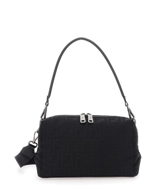Borsa A Spalla 'Lui Medium' Con Motivo Ff All-Over di Fendi in Black da Uomo