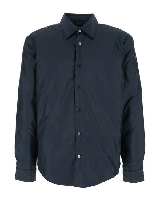 Boss Blue Jacket With Classic Collar And Button Closure On The Fr for men