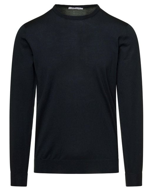 GAUDENZI Blue Dark Crew Neck Cashmere Sweater For for men