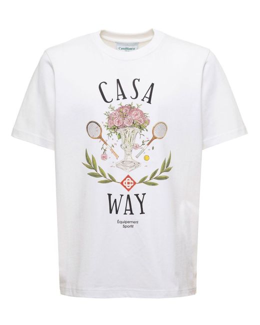 CASABLANCA White Casa Way Printed T-shirt Jersey Casa Way - Casa Way for men
