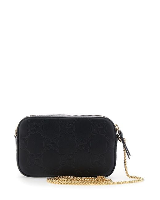 Gucci Black Shoulder Bag With Chain-Link Removable Shoulder Strap And