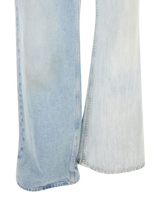 Balenciaga Blue 'Fifty-Fifty' Light Jeans With Asymmetric Legs