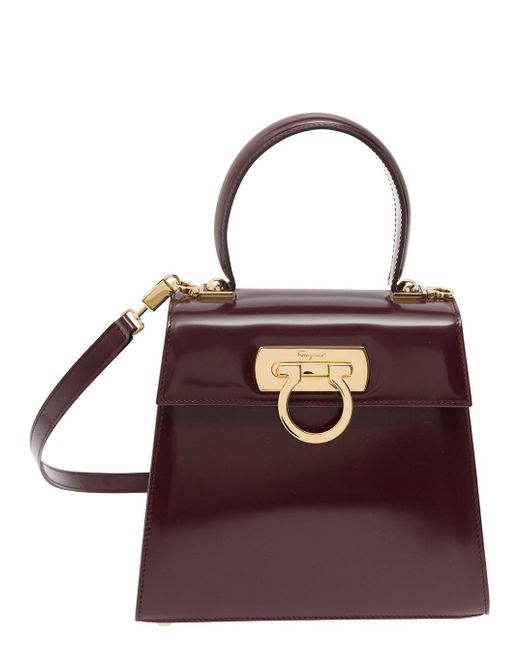 Ferragamo Purple Handbag With Gancini Detail