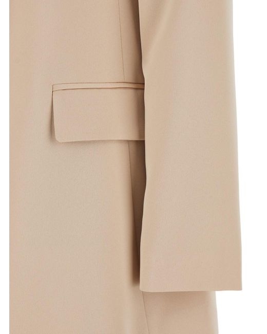 Plain Natural Open Jacket With Shawl Neckline