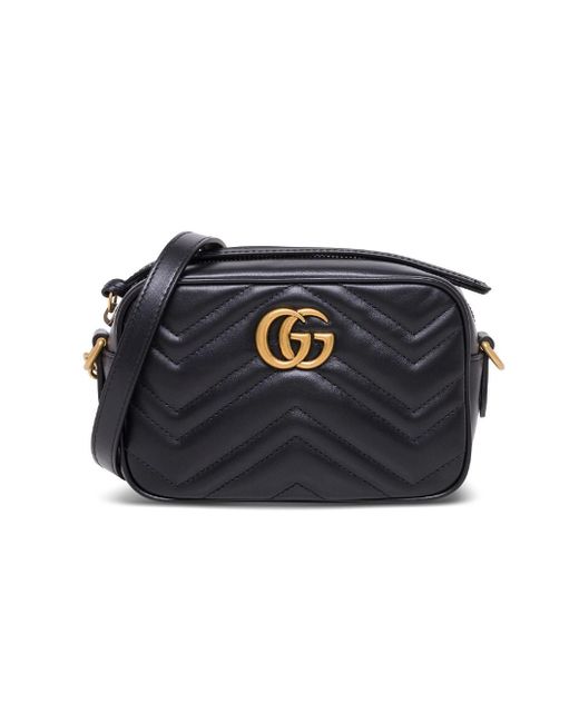 Gucci Blue Mini gg Marmont Crossbody Bag In Quilted Leather