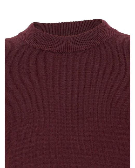 sunflower Red Crew Neck Sweater With Dropped Shoulder for men