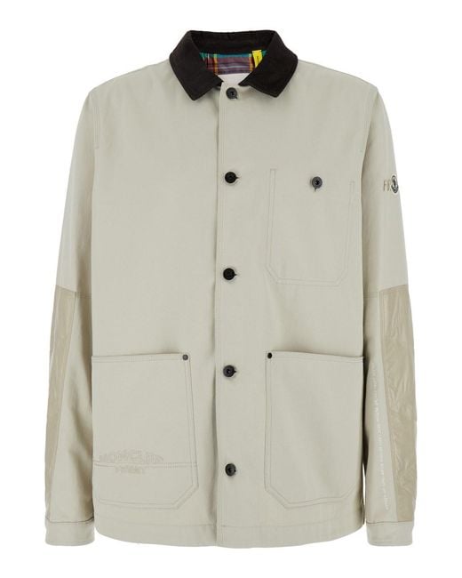 Moncler Genius Gray 'Jeike' Jacket With Ribbed Classic Collar And Log for men