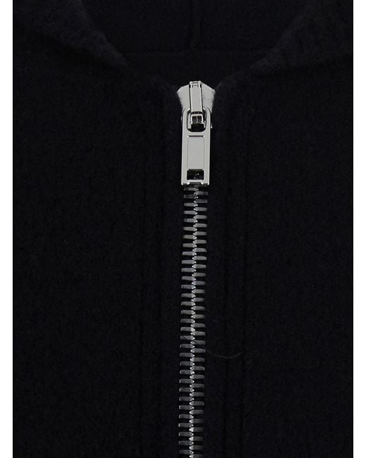 Rick Owens Black Hooded Sweatshirt With Fixed Hood And Front Zip Closu for men