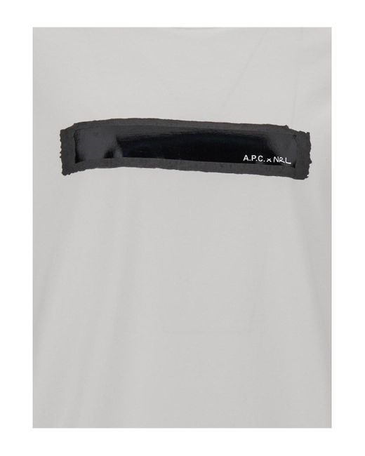 A.P.C. Gray Printed Crew Neck T-Shirt for men