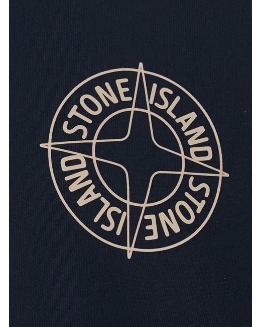 Stone Island Blue Crewneck Sweatshirt With Logo Detail On The Front And Maxi Logo On The Rear for men