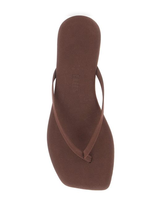 TKEES Brown 'Lily' Flip-Flop Sandals With Square Toe