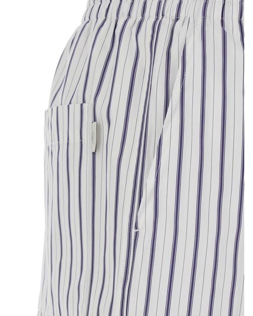 AMI Gray Shorts With Elastic Waist And All-Over Striped Motif