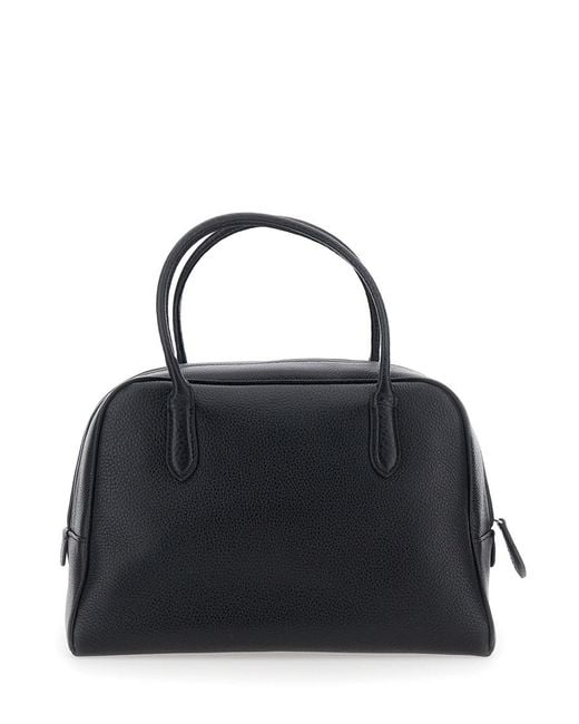 NOTHING WRITTEN Black Handbag With Leather Handles And Front Pocket