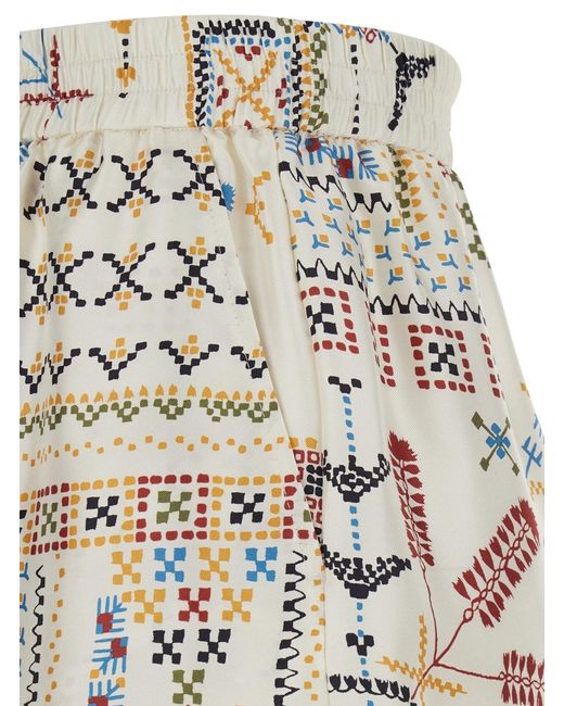 Momoní White Silk Shorts With Elastic Waist For
