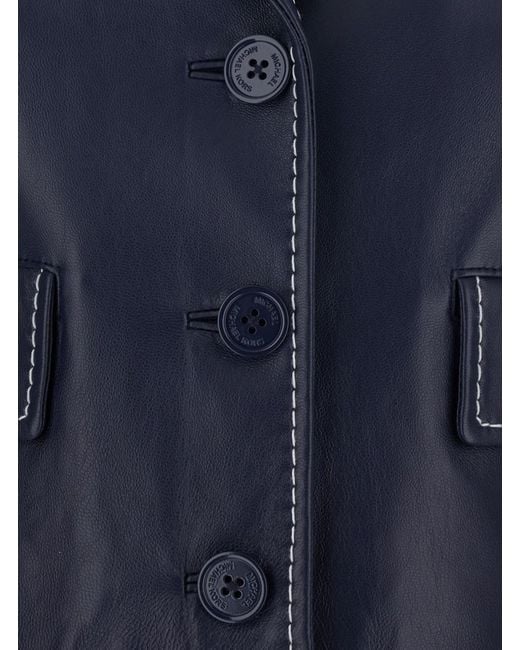 MICHAEL Michael Kors Blue Jacket With Notched Lapel — Lamb Leather
