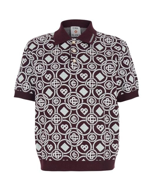 Polo Con Colletto Classico E Monogram All-Over di Casablanca in Multicolor da Uomo