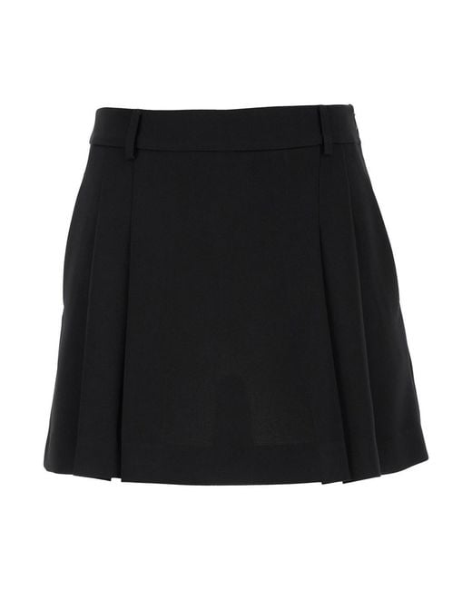 Le Plain Black Mini Pleated Skirt With Belt Loops