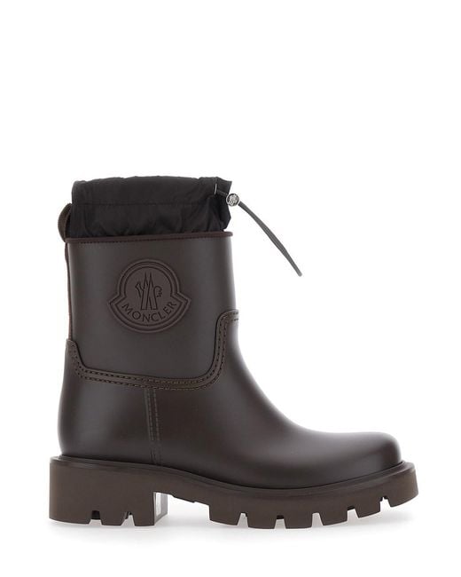 Moncler Black 'Kickstream' Rain Boots With Logo On The Side And Drawstring Closure